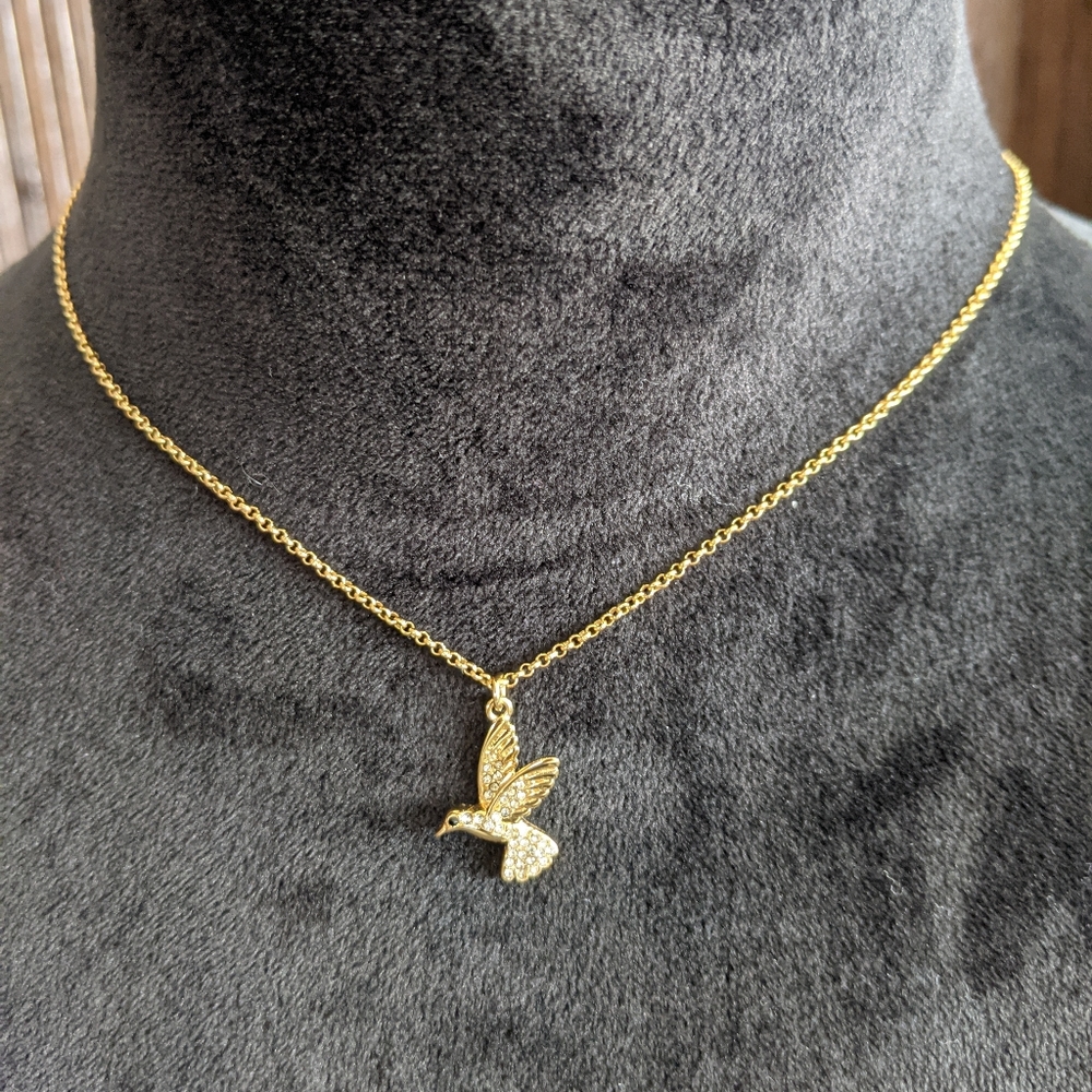 Kate Spade NY Goldtone Hummingbird with cz accents Necklace